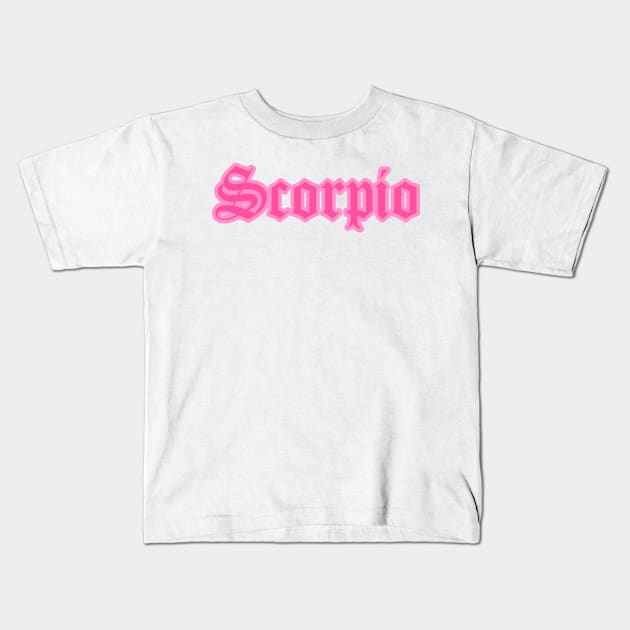 Scorpio Zodiac Pink Astrology Aesthetic Kids T-Shirt by Asilynn